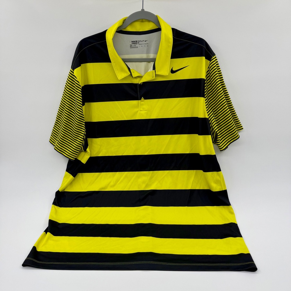 Nike Golf Mens XXL Dri-FIT Striped Polo Shirt Standard‎ Fit Short Sleeve